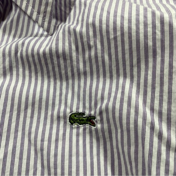 Lacoste Purple White Stripe Button Down Top - Picture 3 of 6